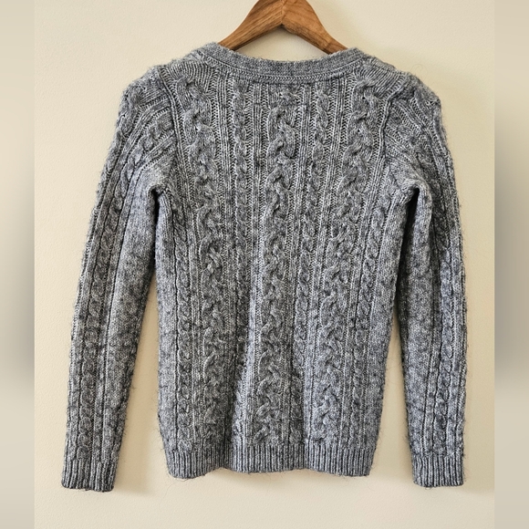 Abercrombie & Fitch Y2K Alpaca Wool Blend Gray Cableknit Cardigan Sweater VTG - Picture 8 of 11